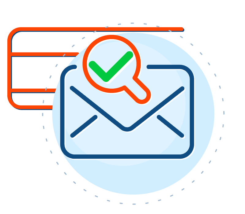 An illustration showing symbols related to mail-in donations.